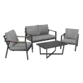 Zestaw Meble Ogrodowe Aluminiowe Sofa Dwa Fotele Stolik 201458